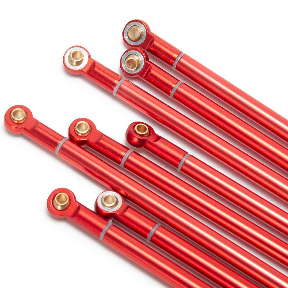 8Pcs RC Links Rod CNC Aluminum Linkage for 1/10 Axial SCX10 Crawler, Red