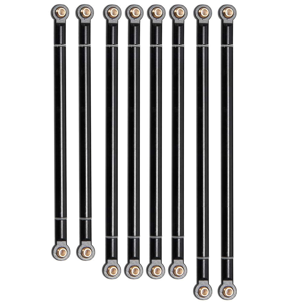 8Pcs RC Links Rod CNC Aluminum Linkage for 1/10 Axial SCX10 Crawler, Black