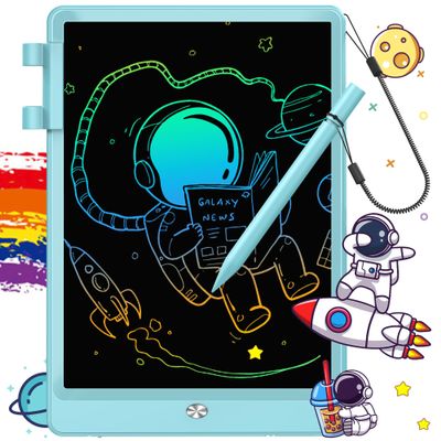 FLUESTON LCD Writing Tablet, 10 Inch Doodle Board Toys Gifts for 3-8 Year Old Girls Boys, Colorful Electronic Drawing Pad for Toddler, Valentines Gifts for Kids Educational Learning Travel Toy - Blue