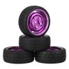 1:10 RC On-Road Racing Car Rubber Tires & 12mm Hex Alloy Aluminum Wheels Rims for 1/10 Scale On Road Cars HSP HPI (Purple) view 2