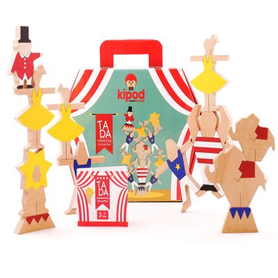 kipod Ta-Da Wooden Circus Balancing Game Stacking Toy for Boys and Girls Ages 3&Up  Develop Hands-On Spatial Awareness  Fun to Learn Through Play  Montessori Inspired Exploration