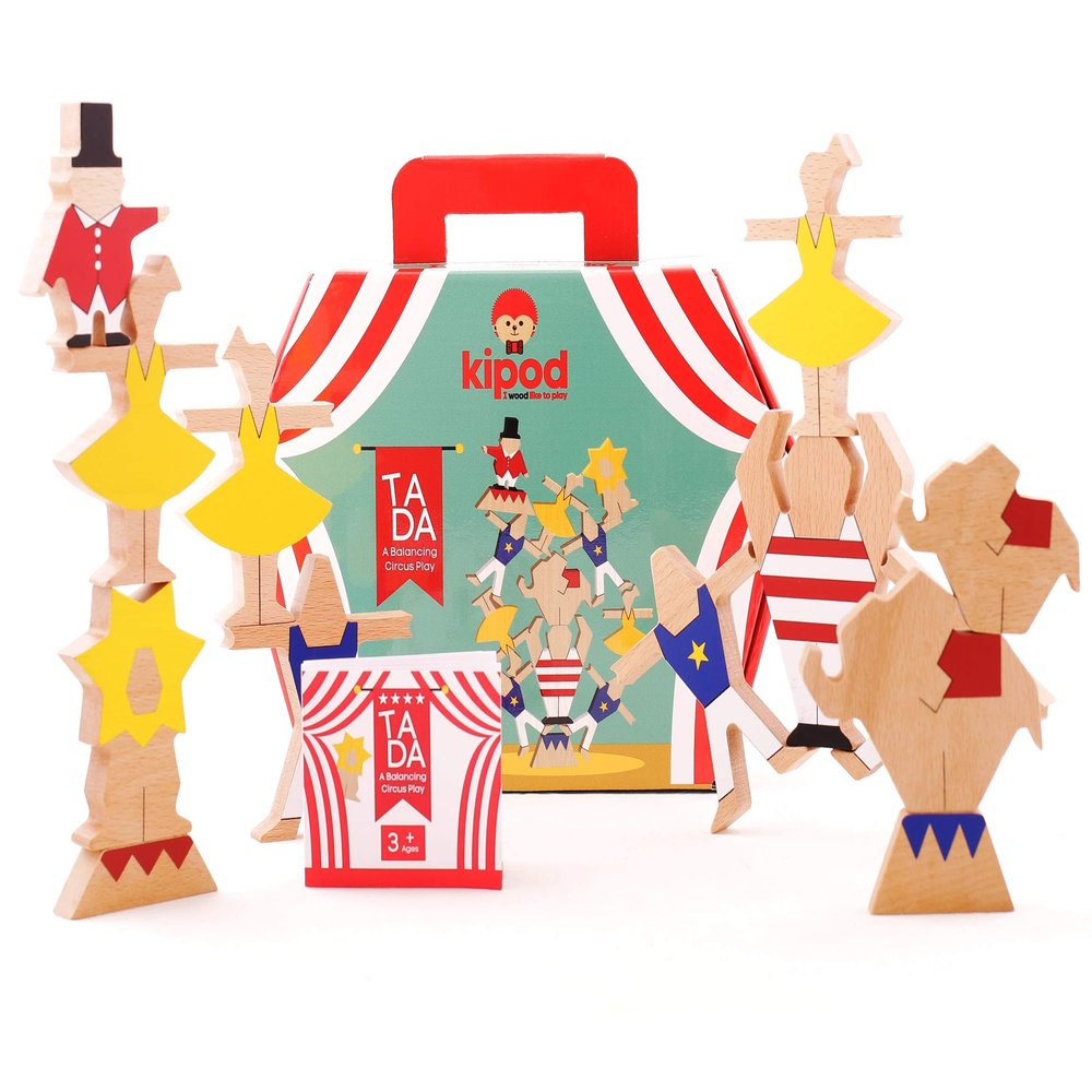 kipod Ta-Da Wooden Circus Balancing Game Stacking Toy for Boys and Girls Ages 3&Up Develop Hands-On Spatial Awareness Fun to Learn Through Play Montessori Inspired Exploration