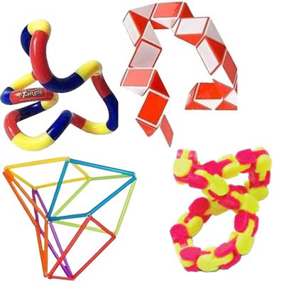 4 Piece Fidget Stress Relief Sensory Hand Dexterity Toys Including GenuineTangle Jr ASIN: B07THQZBFL