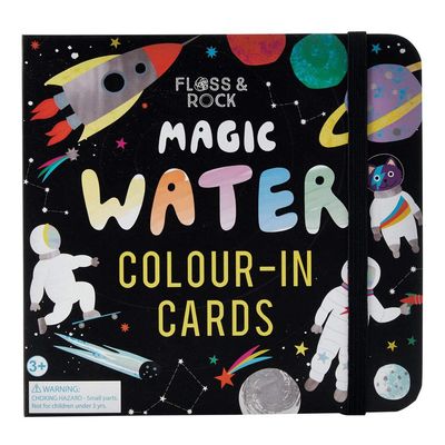 Floss & Rock Magic Water Cards - Space Theme - Reusable & Portable - Discover Colors & Patterns That Appear and Disappear - Educational Toy for Kids with Water Pen and Travel Case