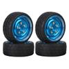 1:10 RC On-Road Racing Car Rubber Tires & 12mm Hex Alloy Aluminum Wheels Rims for 1/10 Scale On Road Cars HSP HPI (Blue) view 1