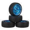 1:10 RC On-Road Racing Car Rubber Tires & 12mm Hex Alloy Aluminum Wheels Rims for 1/10 Scale On Road Cars HSP HPI (Blue) view 3