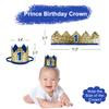 1st Birthday Boy Decorations with Burlap Highchair Banner, Cake Topper, Blue Hat Crown for Happy First Birthday Party Decoration Supplies view 3