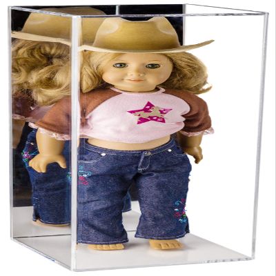 Better Display Cases Clear Acrylic Figure Display Case for Figurine Miniature Doll Bobblehead , Doll Stands with Mirror,Display Box for Figures,DIM:8" L x 8" W x 20" H (A085-MB)