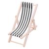 1:12 Scale Wooden Lounge Chair Miniature Dollhouse Foldable Wooden Beach Chair Chaise Longue Toys Dolls House Furniture Accessories - Black Stripe view 2