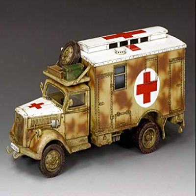 King & Country Toy Soldiers WW2 German Army WH004 Opel Blitz Camouflage Ambulance 1:30 Scale Mixed Media