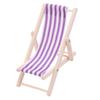 1:12 Scale Wooden Lounge Chair Miniature Dollhouse Foldable Wooden Beach Chair Chaise Longue Toys Dolls House Furniture Accessories - Purple Stripe view 1