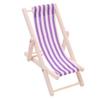 1:12 Scale Wooden Lounge Chair Miniature Dollhouse Foldable Wooden Beach Chair Chaise Longue Toys Dolls House Furniture Accessories - Purple Stripe view 2