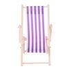1:12 Scale Wooden Lounge Chair Miniature Dollhouse Foldable Wooden Beach Chair Chaise Longue Toys Dolls House Furniture Accessories - Purple Stripe view 3
