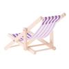 1:12 Scale Wooden Lounge Chair Miniature Dollhouse Foldable Wooden Beach Chair Chaise Longue Toys Dolls House Furniture Accessories - Purple Stripe view 4