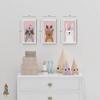 HB Art Design Raccoon Deer Rabbit Flowers Wall Art Nursery Decor 3 PANEL CANVAS PRINT SET Baby Girl and Baby Boy Room Kids Room Nursery Room Decor Ready to Hang-%100 Handmade in the USA-(40x30) x3 view 2
