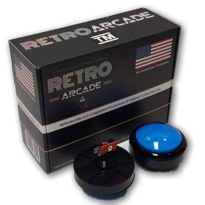 RetroArcade.us Arcade Game Dome Illuminated Button for Arcade and Crane Machines Blue