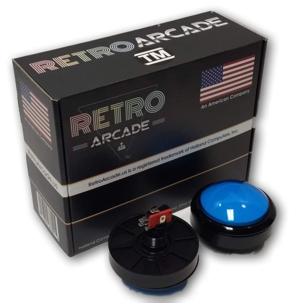 RetroArcade.us Arcade Game Dome Illuminated Button for Arcade and Crane Machines Blue