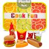 GIFTEXPRESS Happy Kids Meal Hamburger and Hot Dog Play Set, Pizza Food Cooking Toy, with Toy Chess Burger, Fries, Hot Dog, Pizza, Coke, Ketchup, and Tray view 3