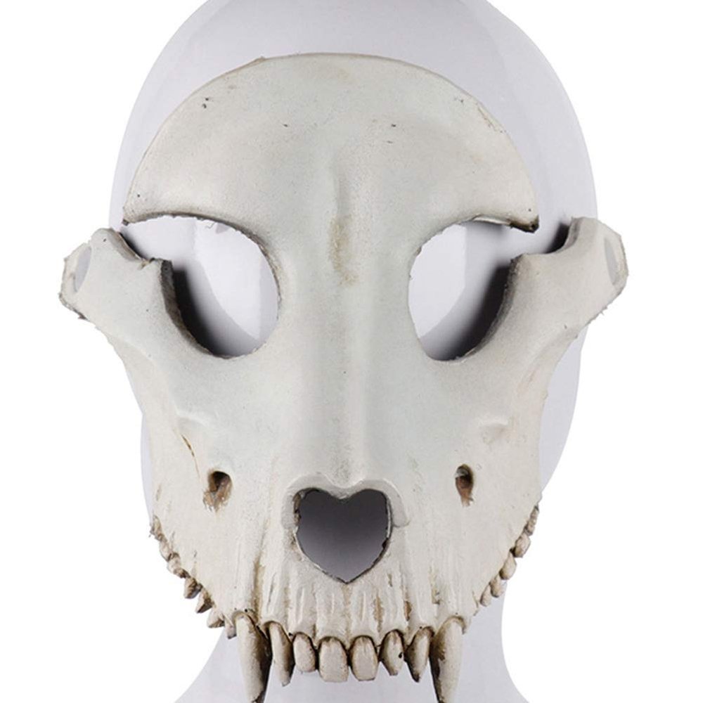 Amosfun Sheep Head Mask Halloween Sheep Skull Cosplay Mask Halloween Party Horror for Cosplay Party Props (Beige)