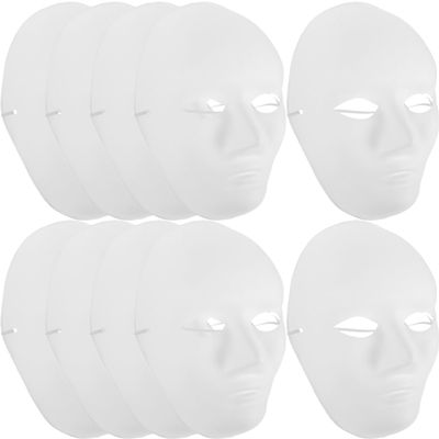 Amosfun 24Pcs DIY Mask Blank Painting Male Full Face Mask for Halloween Ghost Cosplay Masquerade Hip Hop Dance Party Favors
