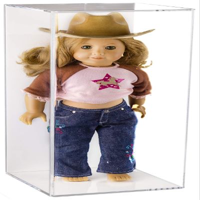 Better Display Cases Clear Acrylic Figure Display Case for Figurine Miniature Doll Bobblehead , Doll Stands (Vertical or Horizontal) Display Box for Figures,DIM:8" L x 8" W x 20" H.(A085-WB-WM)
