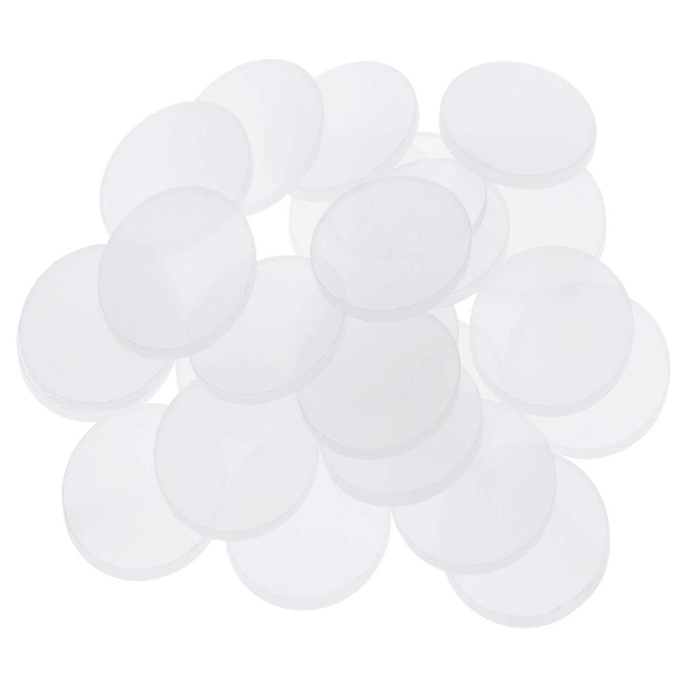 Tupalizy 1 Inch Clear Circular Acrylic Game Accessories Miniature Bases Flat Discs Counter Markers for Miniature Stands, Tabletop Decor, , Terrain Building and Cake Decoration, 1.5mm Thick, 25 Pack