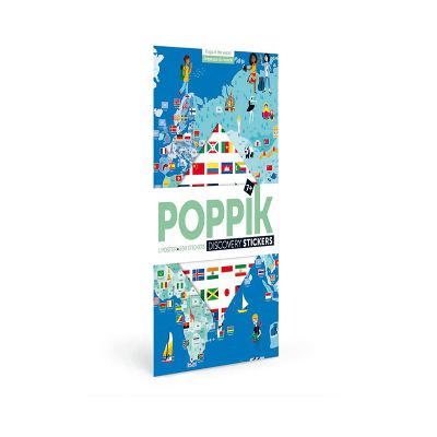 Poppik Discovery Sticker Kit Flags of The World - for Ages 7 and Above. Fun, Educational Poster Kit for Kids