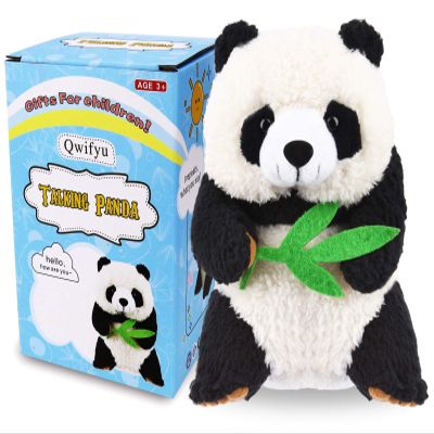 Qwifyu Talking Panda, Repeats What You Say Plush Animal Toy Buddy Panda for Boys Girls Kids Gift