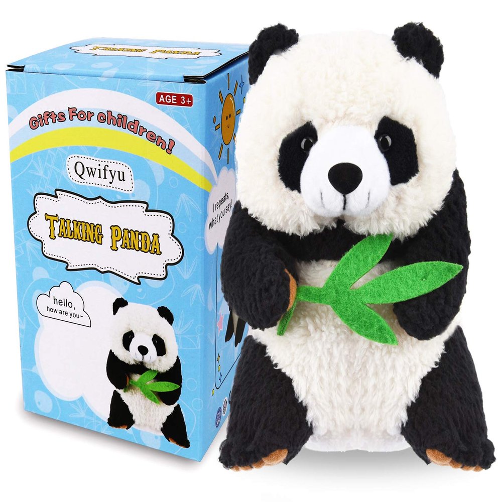 Qwifyu Talking Panda, Repeats What You Say Plush Animal Toy Buddy Panda for Boys Girls Kids Gift