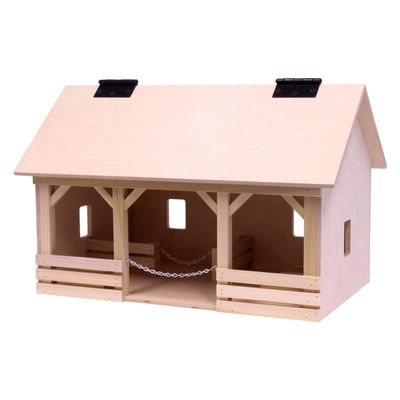 AmishToyBox.com Large Amish-Made Wooden A-Frame Barn Toy with Opening Roof & Removable Hayloft Unfinished Natural Wood Farm Toy