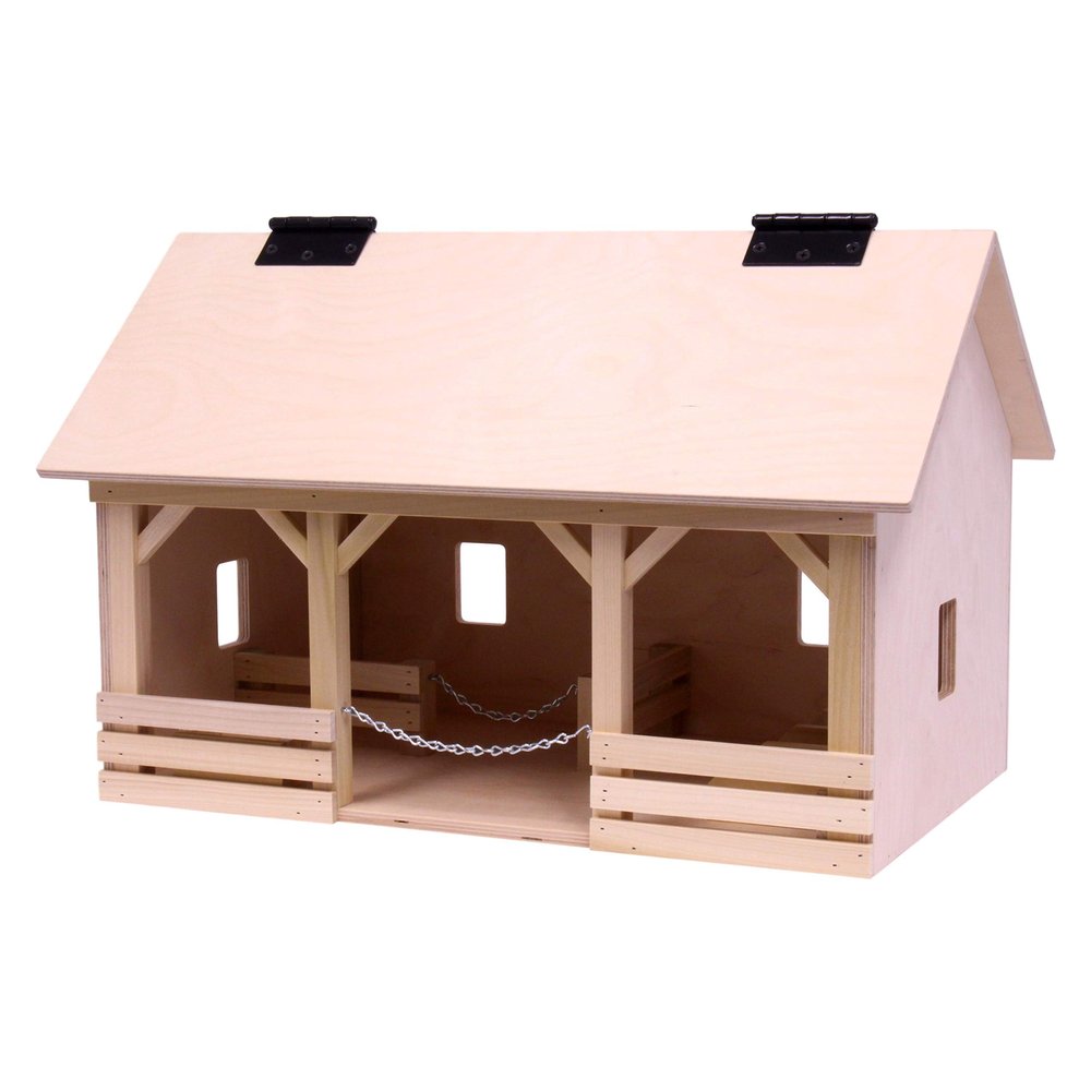 AmishToyBox.com Large Amish-Made Wooden A-Frame Barn Toy with Opening Roof & Removable Hayloft Unfinished Natural Wood Farm Toy
