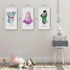 HB Art Design Elephant Hippo Zebra Animals Wall Art Nursery Decor 3 PANEL CANVAS PRINT SET Baby Girl and Baby Boy Room Kids Room Nursery Room Decor Ready to Hang-%100 Handmade in the USA-(40x30) x3 view 3