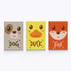 HB Art Design Dog Duck Fox Face Animal Wall Art Nursery Decor 3 PANEL CANVAS PRINT SET Baby Girl and Baby Boy Room Kids Room Nursery Room Decor Ready to Hang-%100 Handmade in the USA-(40x30) x3 view 1