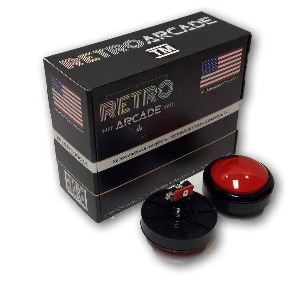 RetroArcade.us Arcade Game Dome Illuminated Button for Arcade and Crane Machines Red
