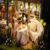 CUTEROOM Dollhouse Miniature with Furniture, 3D Wooden Miniature Doll House with Music Box & LED Lights,1:24 Scale DIY House Kit (Rose Garden Tea House) view 4