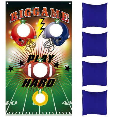 Blulu Football Toss Target Games Bean Bag Toss Game with 3 Bean Bags Football Party Decorations Indoor and Outdoor Party Game for Boys Adults Family Birthday Party Supplies