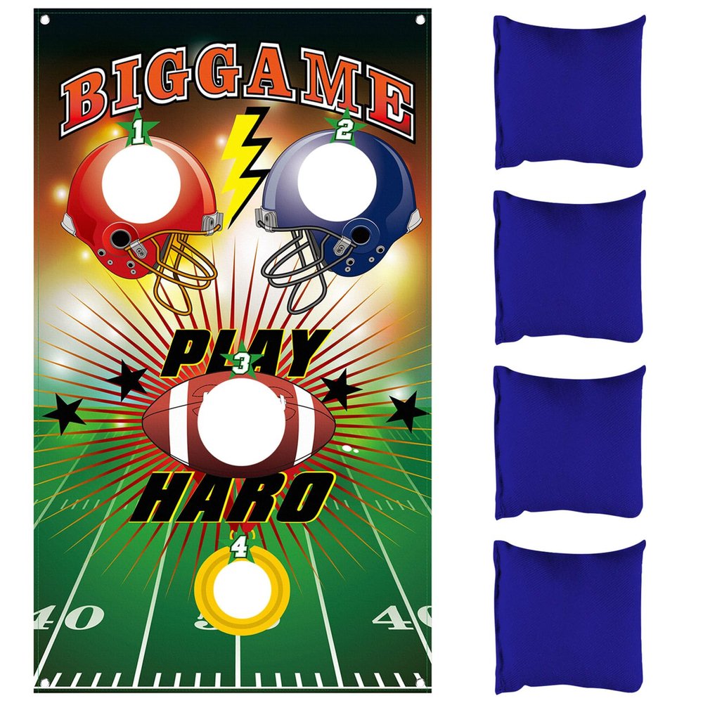 Blulu Football Toss Target Games Bean Bag Toss Game with 3 Bean Bags Football Party Decorations Indoor and Outdoor Party Game for Boys Adults Family Birthday Party Supplies
