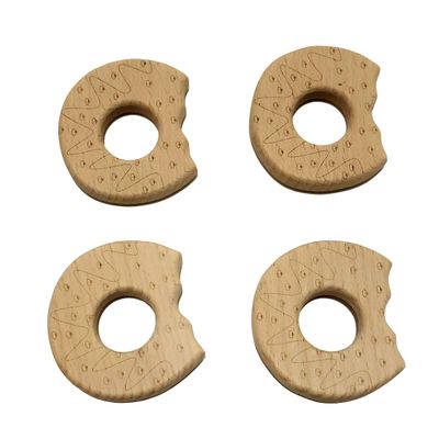 10pcs Lovely Cartoon Wood Donut Pendant Pure Natural Animal Shape Beech Wooden Handmade Cut Pattern DIY Beading Necklace Pendant (Biscuits 10pcs)
