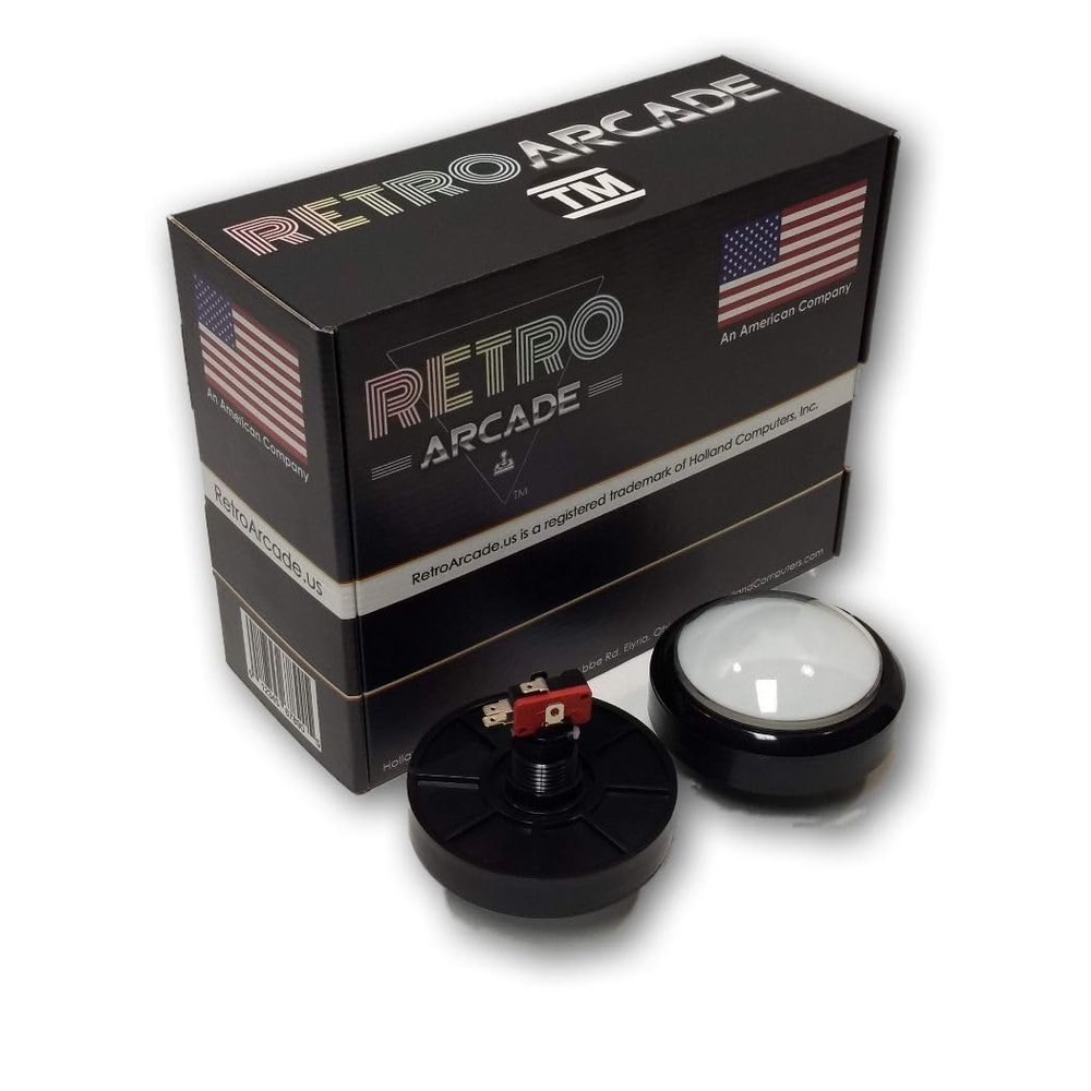 RetroArcade.us Arcade Game Dome Illuminated Button for Arcade and Crane Machines White