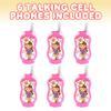 ArtCreativity Pretend Play Flip Cell Phones for Kids, Toddlers - 6 Pack, Cellphone Toy with Songs, Ringtones, Funny Messages and LEDs, Birthday Party Favors and Gifts for Girls - Pink and White view 2