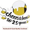 25th Birthday Decorations for Men Women - Cheers to 25 Years Banner Pre-Strung 25th Beer Happy Birthday Party Decorations (Black Gold) view 2