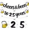 25th Birthday Decorations for Men Women - Cheers to 25 Years Banner Pre-Strung 25th Beer Happy Birthday Party Decorations (Black Gold) view 4