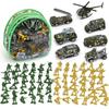 TOY Life Army Men Action Figures Toys Plastic, Toy Soldiers for Boys with Helicopter, Green Military Playset view 1