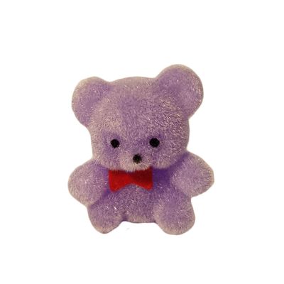 1" Miniature Flocked Teddy Bears with Red Bow Tie, Pack of 12 (Lavender)