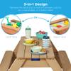 Best Choice Products Kids 3-in-1 Sand & Water Table, Wood Outdoor Convertible Picnic Table w/Umbrella, 2 Trays, Removable Top, 220lb Capacity Per Bench -Green view 4