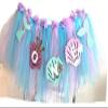 2 in 1 Mermaid 1st Birthday Party Supplies High Chair Tutu Tulle Decoration for Baby Purple Blue Shell "ONE" Pennant Under The Sea Mermaid Happy Birthday Favors for Highchair view 1