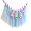 2 in 1 Mermaid 1st Birthday Party Supplies High Chair Tutu Tulle Decoration for Baby Purple Blue Shell "ONE" Pennant Under The Sea Mermaid Happy Birthday Favors for Highchair view 2