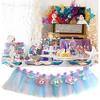 2 in 1 Mermaid 1st Birthday Party Supplies High Chair Tutu Tulle Decoration for Baby Purple Blue Shell "ONE" Pennant Under The Sea Mermaid Happy Birthday Favors for Highchair view 4
