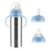 Hamarue 3-in-1 Stainless Steel Sippy Cups for Toddlers | Non-Toxic Insulated Stainless Steel Baby Bottle | Straw Cup with Removeable Handles | Plastic Free Liquid Transfer (8 oz, Blue) view 1