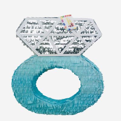 Diamond Ring Piata 20" Tall Teal & Silver Color Bride To Be Party Wedding Bachelorette Party Decoration I DO I said Yes Anniversary